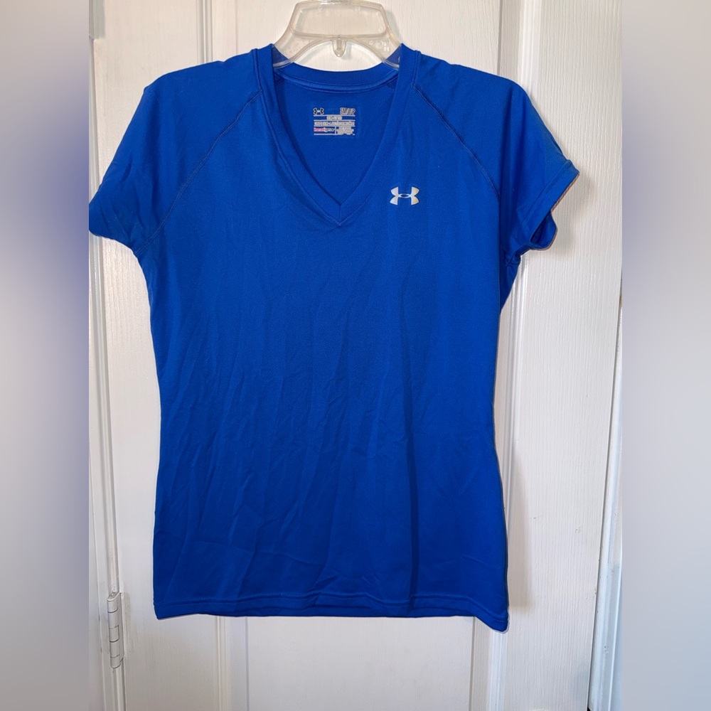 Under Armour HeatGear Semi-Fitted V-Neck Tee Royal Blue Size S